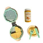 Playbox Wooden Waffle Maker -Sweet Treat Toddler & Kids Pretend Play Cooking Toy Set | Imagination and Creativity for 1 Year + (Beige)