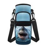 Showudesigns Cool Shark Water Bottle Carrier Bag for Women Men Water Bottle Holder for Walking Water Bottle Cover Sleeve 16oz/20oz/24oz Water Bottle Sling Tote with Pocket