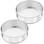 Joyfair 6 Inch Cake Tin Set of 2, Stainless Steel Round Cake Mould Tin Set for Baking, Layer Cake Pan, Oven Toaster Bakeware, One-Piece Molding & Straight Side, Mirror Finish & Dishwasher Safe