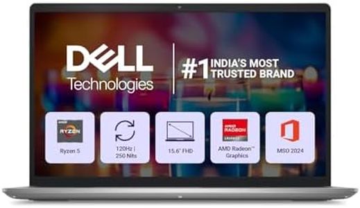 Dell 15, AMD Ryzen 5-7530U Processor, 16GB RAM, 512GB SSD, FHD IPS 15.6"/39.62 cm 120Hz Display, Windows 11, MSO'24, Platinum Silver, 1.67kg, Standard Keyboard, 15 Month McAfee, Thin & Light Laptop