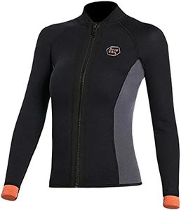 Wetsuit Top 3mm Neoprene Wetsuit Jacket Women Front Zip Long Sleeve Diving Suit for Swimming Surfing Snorkeling Kayaking Scuba Diving L Size