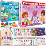 Curious 2 Learn Montessori Busy Book for Toddlers Ages 3–5 – Premium Thick Pages, Preassembled Learning Binder with 28 Activities, Travel Bag & 8 Markers – Durable Educational Montessori Toy