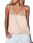 Ekouaer Tank Top with Adjustable Strap Basic Undershirt V-Neck Silk Cami Vest for Ladies Pink S