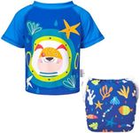 ALVABABY 2-Piece Baby Boy Swimsuit,Infant Toddler Bathing Short Sleeve Swimwear,Baby Reusable Swim Diaper with Matching Top 2T SWCJD11