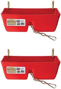 Little Giant FF16RED 9 Quart Heavy Duty Plastic Feed Trough Bucket Fence Feeder with Clips for Livestock & Pets, Red (2 Pack)