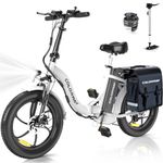 COLORWAY 20'' Electric Bike, Folding EBike, City Bike with 36V 15Ah Removable Battery, 7-Speed,with 250W Motor, Unisex Adult with LCD Display, Dual Disc Brake,Range up to 45-100KM,with pannier bag.