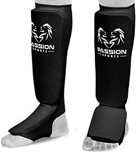 Passion Sports MMA Shin Instep Thick Padded Guard - Shin Instep Guard (Pair) Elasticated-Cotton Ideal for Martial Arts, Boxing, Taekwondo and Karate (Black, M)