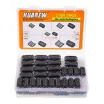 HUAREW Black Clip-on Ferrite Ring Core Ferrite Choke RFI EMI Noise Suppressor Cable Clip for 3.5mm 5mm 7mm 9mm 13mm Diameter Cable(5 Values 28 Pcs）