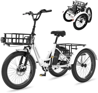 NAIZEA Electric Trike, 20'' Fat Tire Electric Tricycle for Adults, 48V 500W Folding Electric Bike, 3 Wheels Electric Bikes for Adults, Electric Tricycle, Motorized Ebike, Battery Ebike