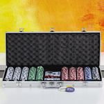 Global Gizmos 50549 500 Piece Poker Set / 11.5g Chips/Contains Chips, Dice and Cards/Portable Casino Style Carry Case/Game Night/Texas Hold’Em, Blackjack and More Silver