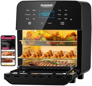 Nuwave Brio 15.5Qt Air Fryer Rotisserie Oven, X-Large Family Size, Powerful 1800W, 4 Rack Positions, 50�°-425°F Temp Controls, 100 Presets & 50 Memory, Integrated Smart Thermometer, Linear T Technology