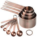 Smithcraft Measuring Cups and Spoons Set, 10 Piece Measuring Cup Set, Copper Measuring Cups Spoons, Nesting 4 Metal Measuring Cups & 5 Measuring Spoons & Leveler for Baking and Kitchen Gadgets Cooking