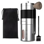 SimCoker Manual Coffee Grinder Ceramic Burrs Hand Coffee Grinder 304 Stainless Steel Compact size, Includes Cleaning Brush, Storage Pouch