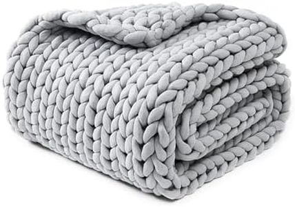 YnM Chunky Throw Blanket, Medium-Weight, Hand Knitted, Skin Friendly, Ventilated and Breathable, Machine Washable, Home Décor Piece for Couch, Sofa and Bed (Lunar Grey, 40x50 Inch)