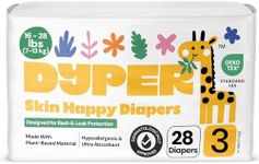 DYPER Viscose from Bamboo Baby Diapers Size 3 | Honest Ingredients | Cloth Alternative | Day & Overnight | Made with Plant-Based* Materials | Hypoallergenic for Sensitive Skin, Unscented
