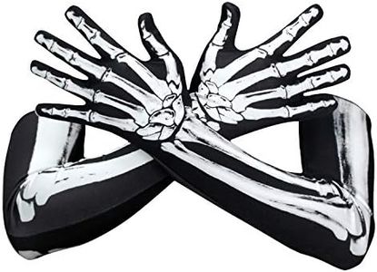 AXBXCX Skeleton Full Finger Wrist Bone Gloves Halloween Long Arm Length Dance Gloves Ghost-XT-03