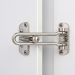 HASWARE Home Security Door Lock Swing Bar,Silver Alloy Anti-Theft Door Guard Latch for Front and Inside Door, Safety Childproof Reinforcement Door Stopper (Silver)