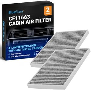 BlueStars CF11663 Premium Activated Cabin Carbon Air Filter - Fits Buick Enclave 08-17, Chevy Traverse 09-17, GMC Acadia 07-16, Saturn Outlook 07-10 - Replaces ACF011 XC26205C 20958479-2 PACKS