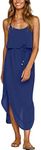 NERLEROLIAN Women's Adjustable Strappy Split Summer Beach Casual Midi Dress…………, Sapphire Blue, Large