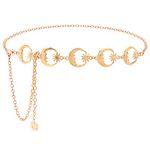 WERFORU Women Chain Belt Stars Moon Waist Chain Fashion Adjustable Metal Link Decorative Belt for Dresses Jeans Gold