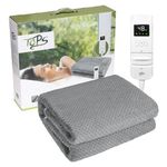 TOPS Electric Blanket Single Heated Underblanket 150 x 80cm, 18-48℃ Heat Settings, 3 Levels of Auto-off Timer, Warm Flannel Bed Warmer, Overheat Protection, Machine Washable