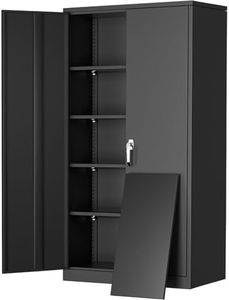 Greenvelly Metal Storage Cabinet, 72" Black Locking Metal Garage Storage Cabinet with Doors and 4 Adjustable Shelves, Lockable Steel Cabinet for Home Office, Garage, Shop, School (36" W x 18" D)