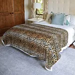 Catalonia Cheetah Sherpa Blanket for Bed, Super Soft Fleece Plush Sofa Couch Blanket, TV Bed Blanket, Comfy Cozy Fluffy Warm Comforter, Caring Gift, 90x90 inch