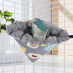 Yanmucy Bird Nests for Cages Waterproof Plush Winter Bird Hammock Hanging Warm Parrot Bed Cozy Corner Parrot House Tent for Sleeping Playing (Grey, Small)