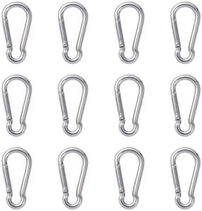 12 Pcs Small Carabiner Clip - Stainless Steel Spring Snap Hook for Bird Feeders or Dog Leash & Harness, Quick Link Keychain(M4,40mm, can Hold 150lbs)