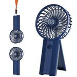 Wastou Handheld Fan, Portable USB Rechargeable Mini Fan, Silent Small Personal Hand Fan, Battery Operated Powerful 4 Speeds Quiet Table Desk Cooling Fan for Bedroom Office Travel (Dark Blue)