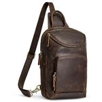 S-ZONE Sling Bag for Women Men Genuine Leather Vintage Crossbody Chest Bags Backpack Daypack Outdoor Travel Hiking Daypacks