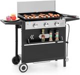 Captiva Designs 27 in Flat Top Grill with Ceramic Coated Cast Iron Pan, 3-Burner Propane Gas Griddle Grill, 33,000 BTU Output Flattop Grill for Outdoor Barbecue, Cooking and Party