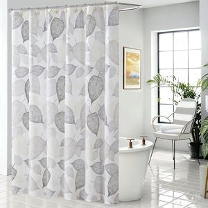 Leaf Fabric Shower Curtain, European Retro Pastoral Garden, Soft Brushed Fabric Thick Polyester Waterproof Shower Curtain for Bathroom (72" W x 90" H)