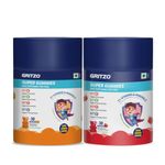 Gritzo Super Gummies, Multivitamin for Kids (Natural Strawberry Flavour, 30 Gummies) | Zero Added Sugar, 21 Vitamins & Minerals with Super Gummies (Natural Orange Flavour, 30 Gummies)