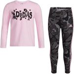 adidas Girls 2-piece Long Sleeve Swing Tee & Printed Legging Set2-Piece Clothing Set, Orchid Fusion, 4