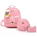 ShopyVid Leather Girls 3 Pcs Mini Backpack Sling & Pouch Set For Women's/Rakhi Gifts For Sister/Rakshabandhan Gift For Sister, Pink