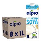 Alpro Soya Plant-Based Long Life Drink, Vegan & Dairy Free, 1L (Pack of 8)