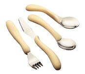 HOMECRAFT Standard Caring Cutlery, Arthritis Aids, For Weak Grip, Easy Grip Eating Utensils for Elderly or Disabled, Knife/Fork/Spoon/Teaspoon Set, Ivory, 4 count