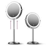 Fancii 8 Inch Lighted Makeup Mirror with Magnification, 10X /1X - Height Adjustable, Rechargeable, Double Sided LED Vanity Mirror with Light and Stand, 360° Swivel (Hailey)