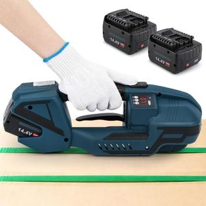Flyrivergo Electric Strapping Machine 2 x 4000mAh Battery, Automatic Strapping Tool Banding Machine for 1/2-5/8in PP PET Straps Digital Display Tensioner Kit for Warehouse Pallet & Box Packaging