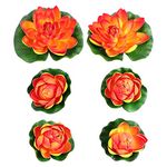 iplusmile Lotus Flower Fake Pond Plants - Artificial Floating Water Lily Lotus Flower Pool Decor - Realistic Water Lily Pads for Home Outdoor Patio Aquarium Wedding Party Decorations, 6PCS