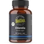 Biotiva Chlorella Tablets Organic high dose (300 Tablets) - 500mg pellets - 100% Pure - Vegan Chlorella Algae pellets - Without Magnesia Stearate - Packed and Controlled in Germany (DE-ECO-005)