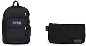 JANSPORT Big Student Backpack, 43 cm, 34 L, Black (Black)+Medium Accessory Pouch, 22 cm, 0.8 L, Black (Black)