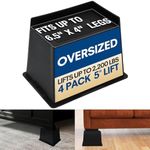 FONDDI 5 inch Oversized Bed Risers Rectangle Furniture Risers for Table Sofa Desk Couch Dorm Heavy Duty Bed Lifts, L-Shaped Heavy-Duty Lifters for Furniture 4 Pack