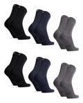 DANISH ENDURANCE Bamboo Socks, Anti Sweat, Mens Black Socks, Multipack, Bamboo Socks Women, Unisex, 6 Pack, Multicolour (2 x black, 2 x navy, 2 x grey), 9-12