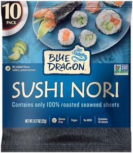 Blue Dragon Sushi Nori - 0.77oz (Pack of 10) - No Artificial Flavors Or Preservatives - Made With 100% Roasted Seaweed Sheets - Vegan, Gluten Free Seaweed Wraps - Ideal For Sushi Rolls & Hand Rolls