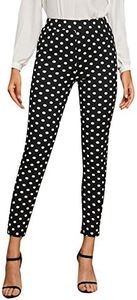 SweatyRocks Women's Casual Skinny Leggings Stretchy High Waisted Work Pants Black White Polka Dot Medium