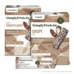 Simply Protein - Chocolate Coconut Crispy Bars - Plant Based Protein Bars - Low Carb, Low Sugar, High Fibre - 12g Protein, 2g Sugar, 7g Fibre - Vegan, Gluten Free, Non GMO, Kosher - 4 Bars