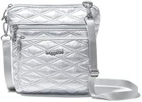 Baggallini Women's Modern Pocket Crossbody, Silver Metallic Quilt, One Size
