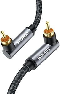 VANAUX 【Upgraded】 Double 90 Degree RCA Cable,Right Angle Subwoofer Cable,Digital Coaxial Audio Cable [Nylon Braided,Gold-Plated Plug] for Amplifiers,Hi-Fi Systems,HDTV,Sound Bar(10ft/3m)
